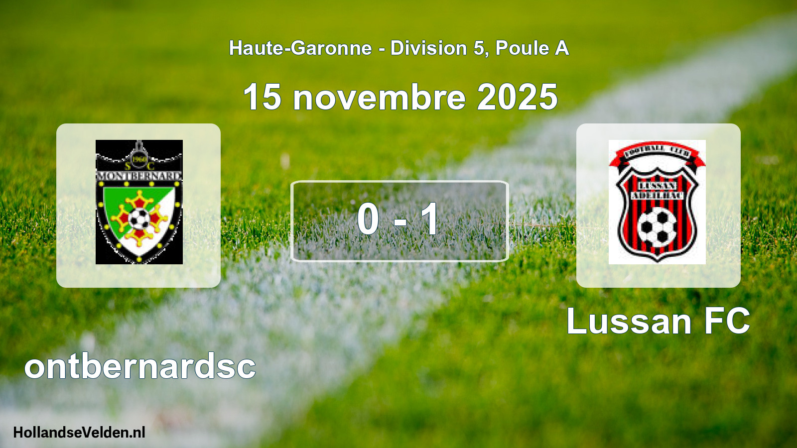 Match joué: Montbernardsc - Lussan FC 0 - 1 (15 novembre 2025)