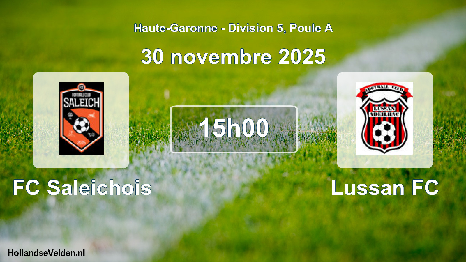 Match programmé: FC Saleichois - Lussan FC (30 novembre 2025)