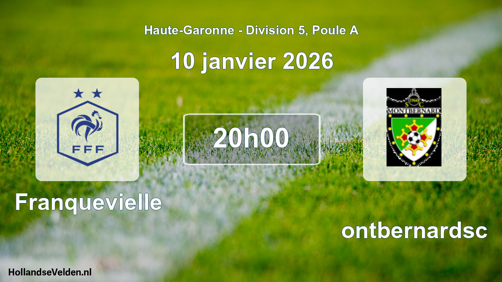 Match programmé: Franquevielle - Montbernardsc (10 janvier 2026)