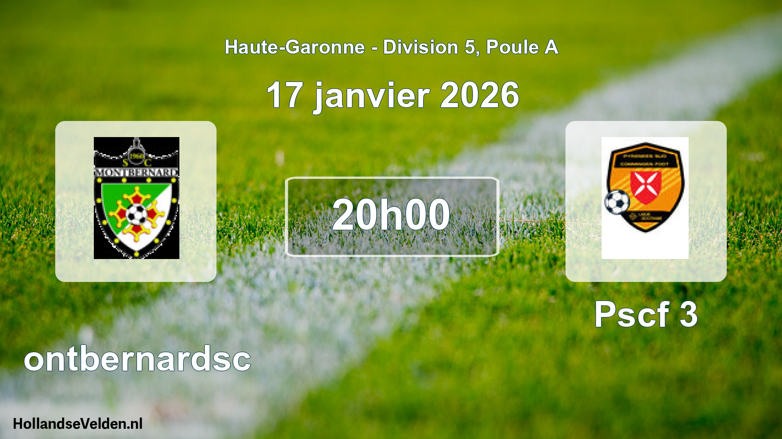 Scheduled Match: Montbernardsc - Pscf 3 (17 January 2026)