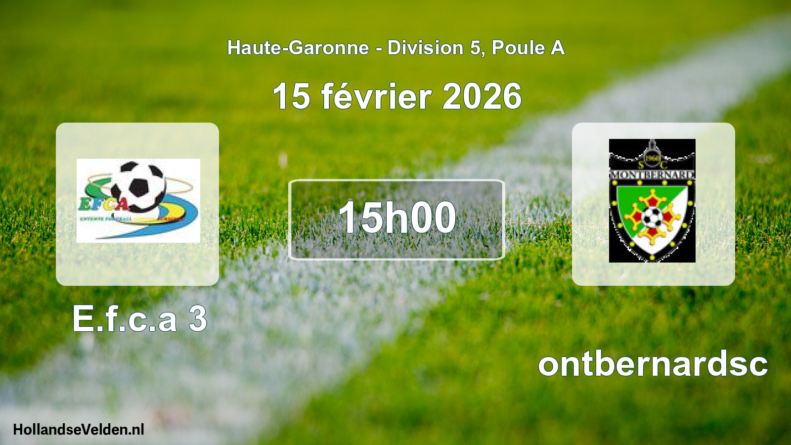 Match programmé: E.f.c.a 3 - Montbernardsc (15 février 2026)