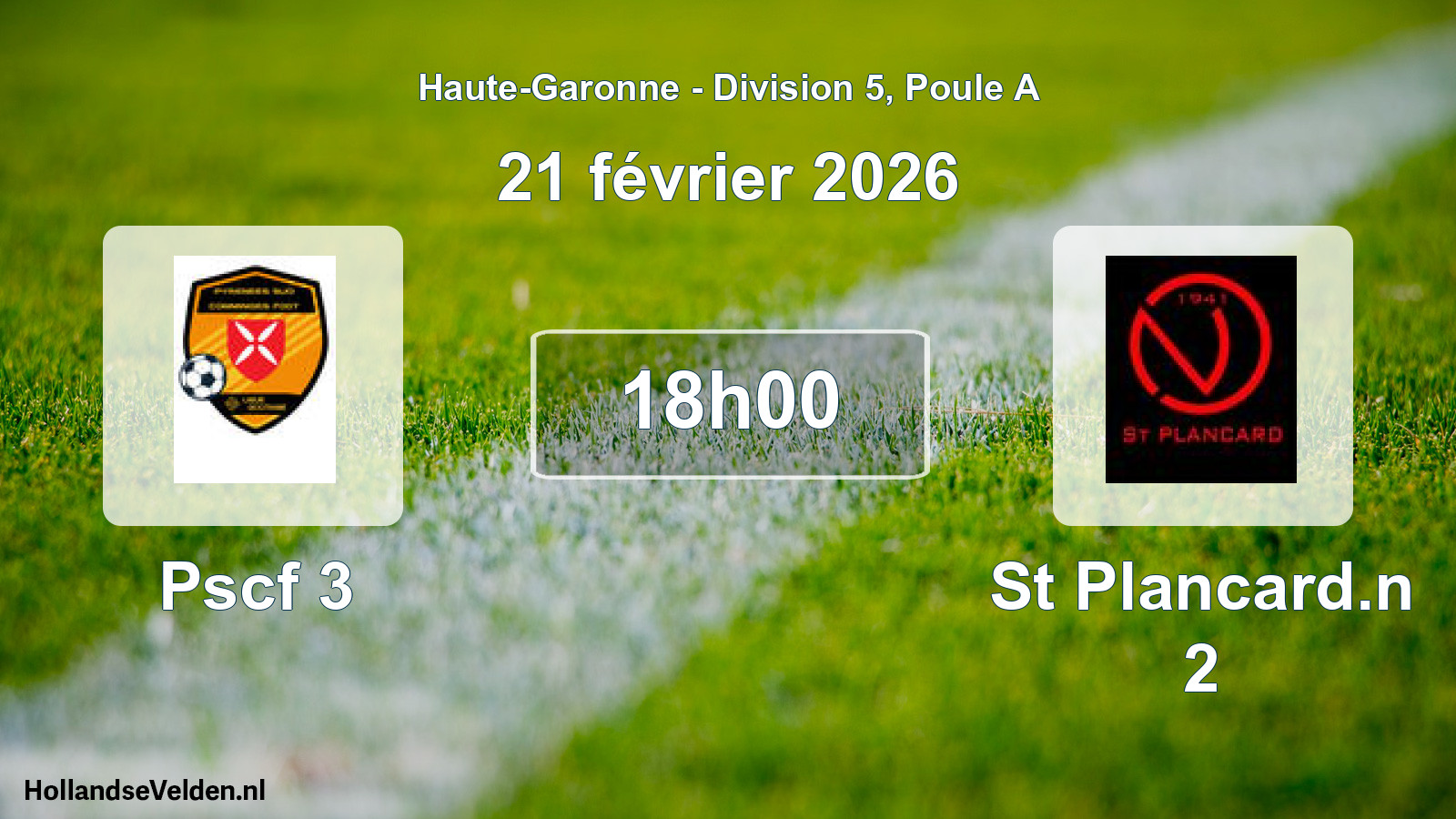 Match programmé: Pscf 3 - St Plancard.n 2 (21 février 2026)