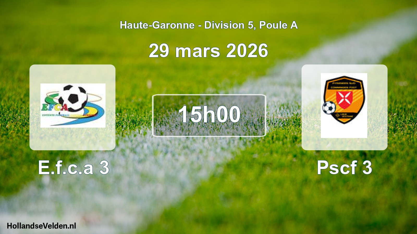 Match programmé: E.f.c.a 3 - Pscf 3 (29 mars 2026)
