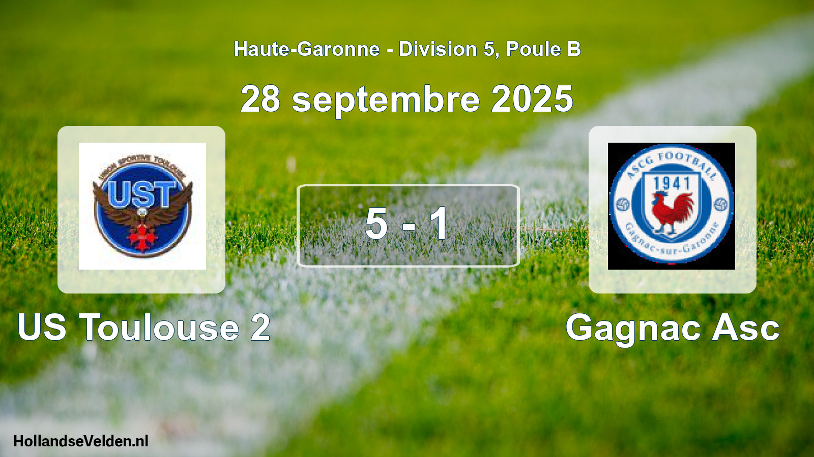 Total number of matches played: US Toulouse 2 - Gagnac Asc 5 - 1 (28 September 2025)