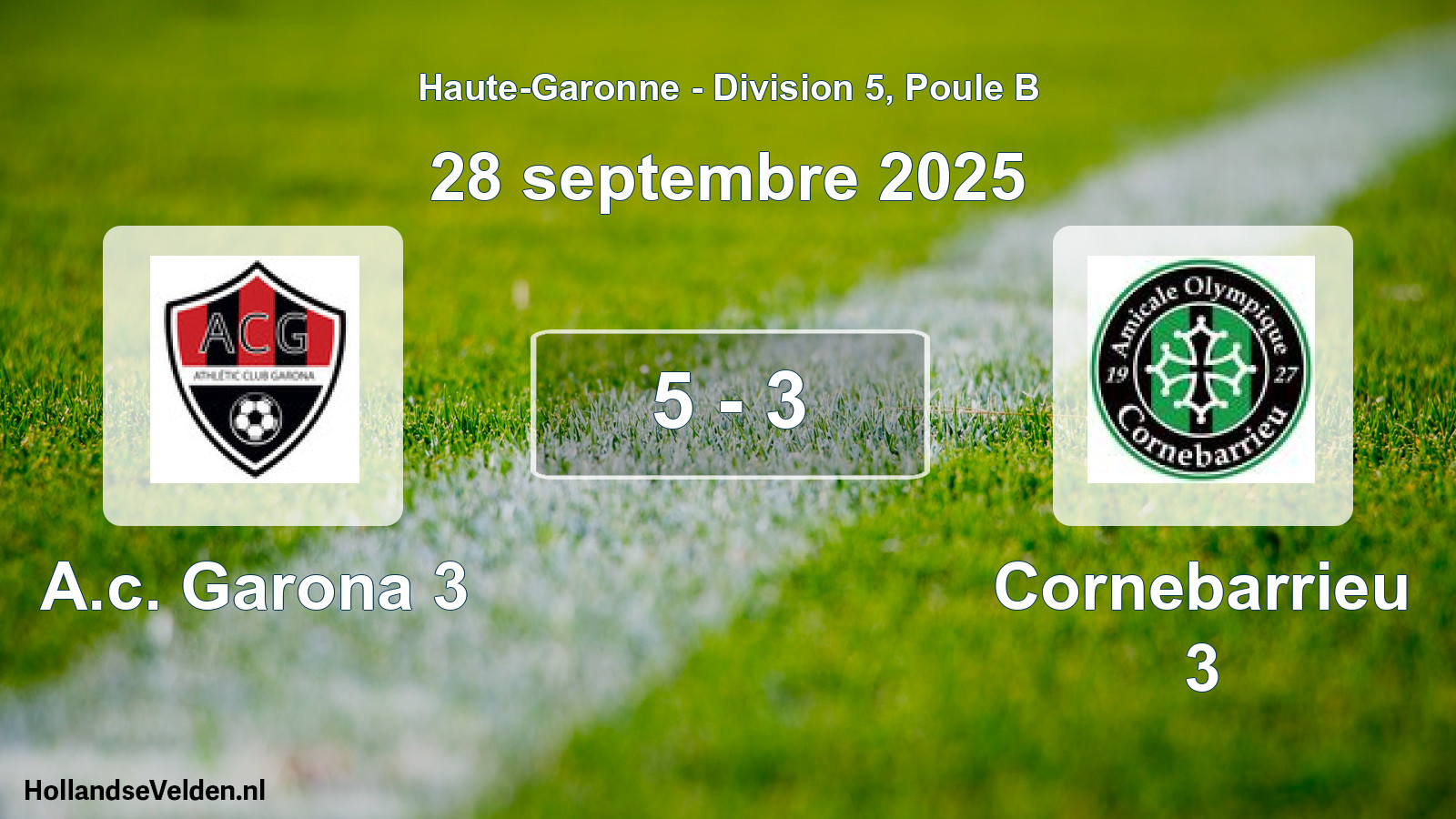 Match joué: A.c. Garona 3 - Cornebarrieu 3 5 - 3 (28 septembre 2025)