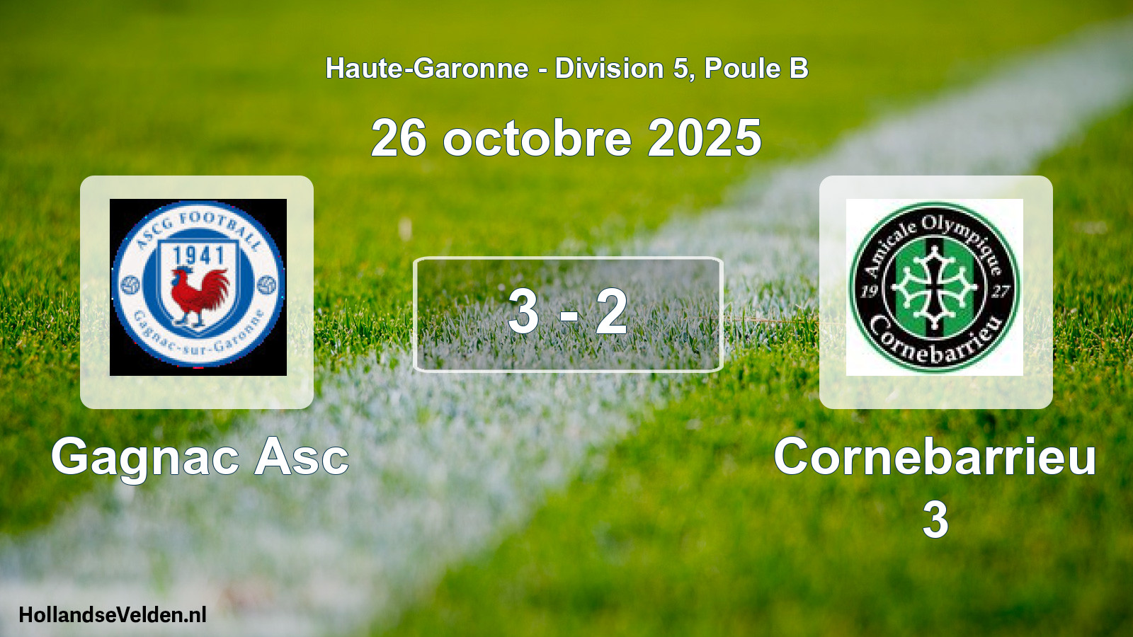 Total number of matches played: Gagnac Asc - Cornebarrieu 3 3 - 2 (26 October 2025)