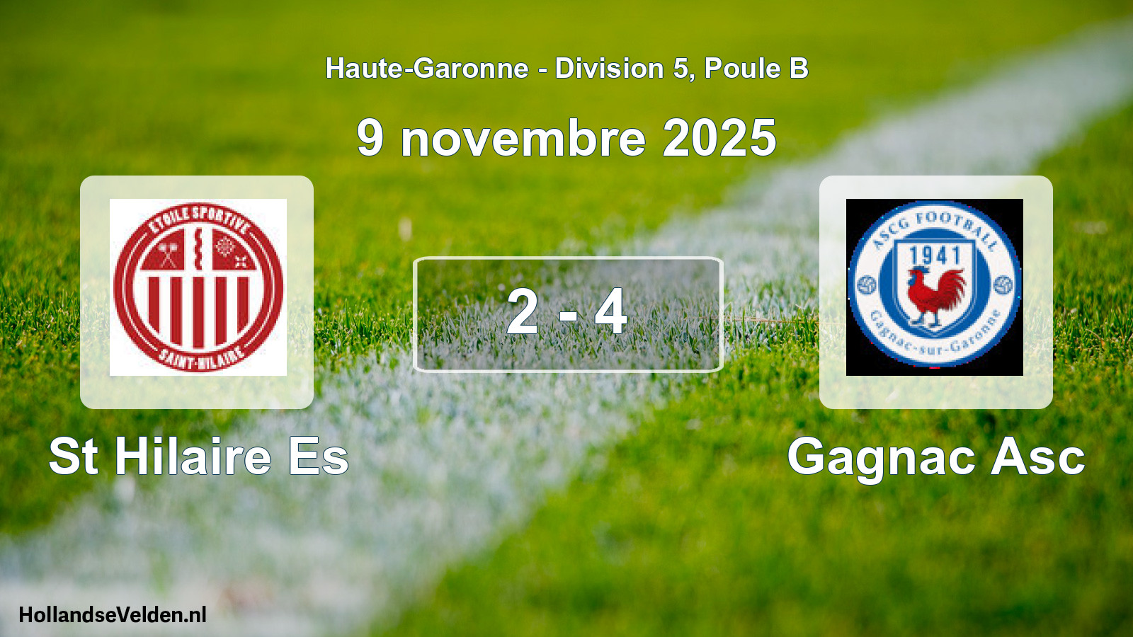 Match joué: St Hilaire Es - Gagnac Asc 2 - 4 (9 novembre 2025)