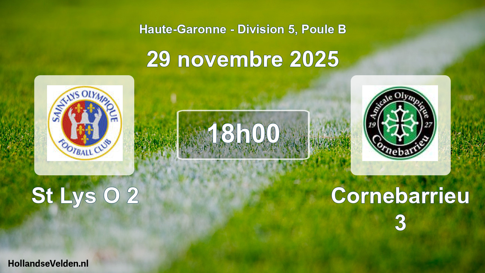 Match programmé: St Lys O 2 - Cornebarrieu 3 (29 novembre 2025)