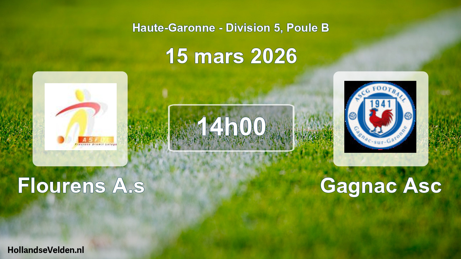 Match programmé: Flourens A.s - Gagnac Asc (15 mars 2026)