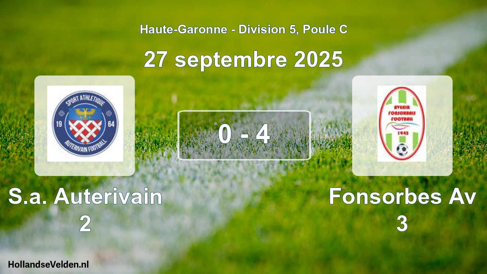 Total number of matches played: S.a. Auterivain 2 - Fonsorbes Av 3 0 - 4 (27 September 2025)