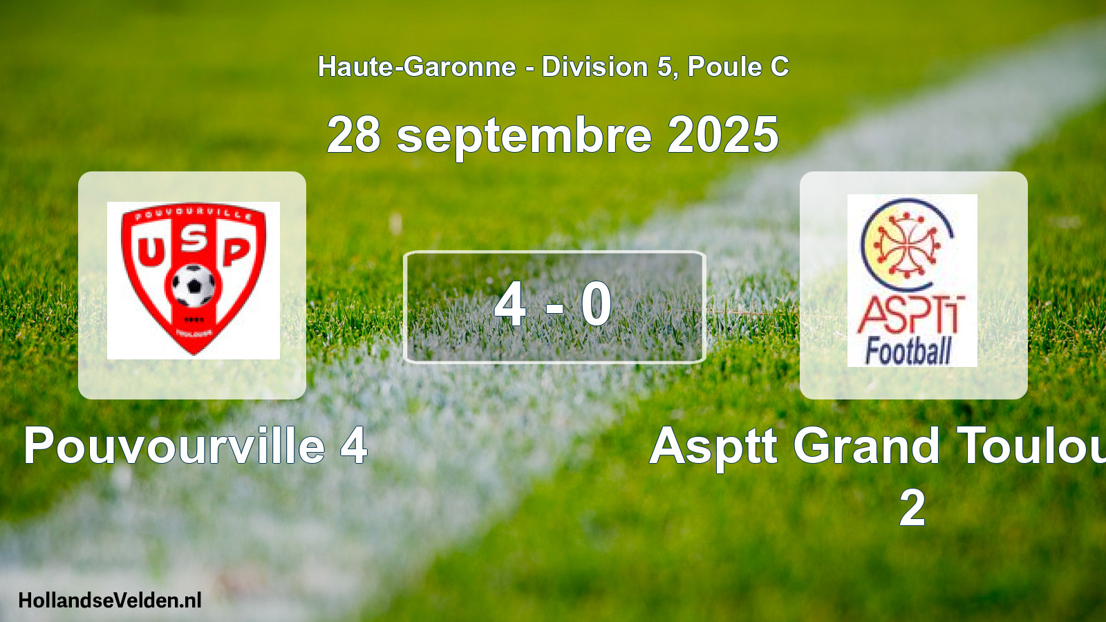 Gespeelde wedstrijd: Pouvourville 4 - Asptt Grand Toulouse 2 4 - 0 (28 september 2025)