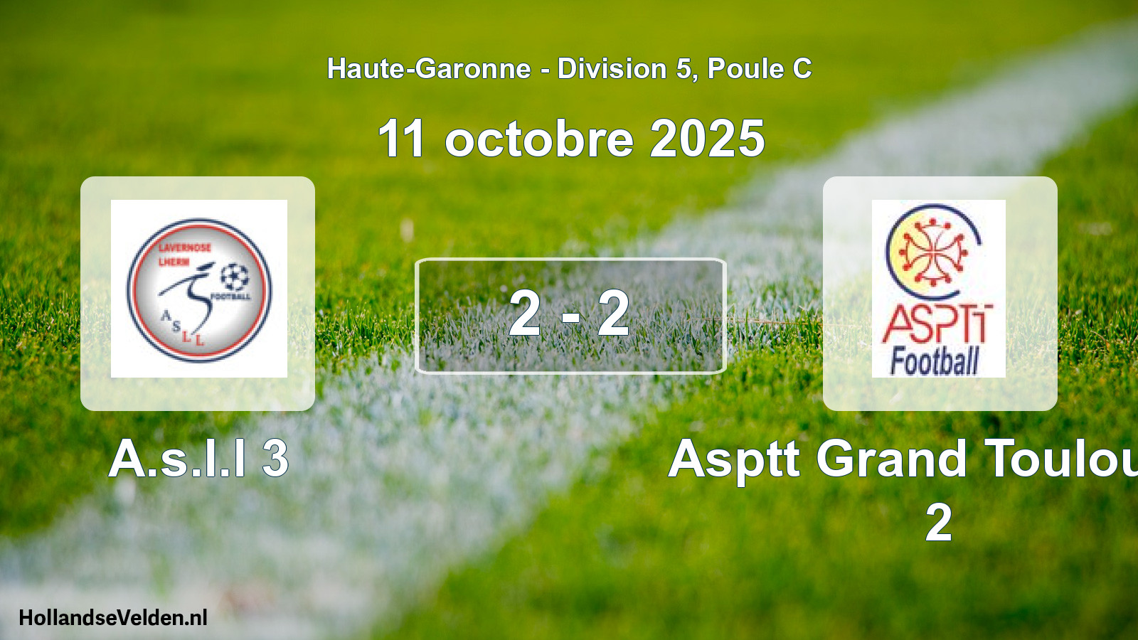 Match joué: A.s.l.l 3 - Asptt Grand Toulouse 2 2 - 2 (11 octobre 2025)