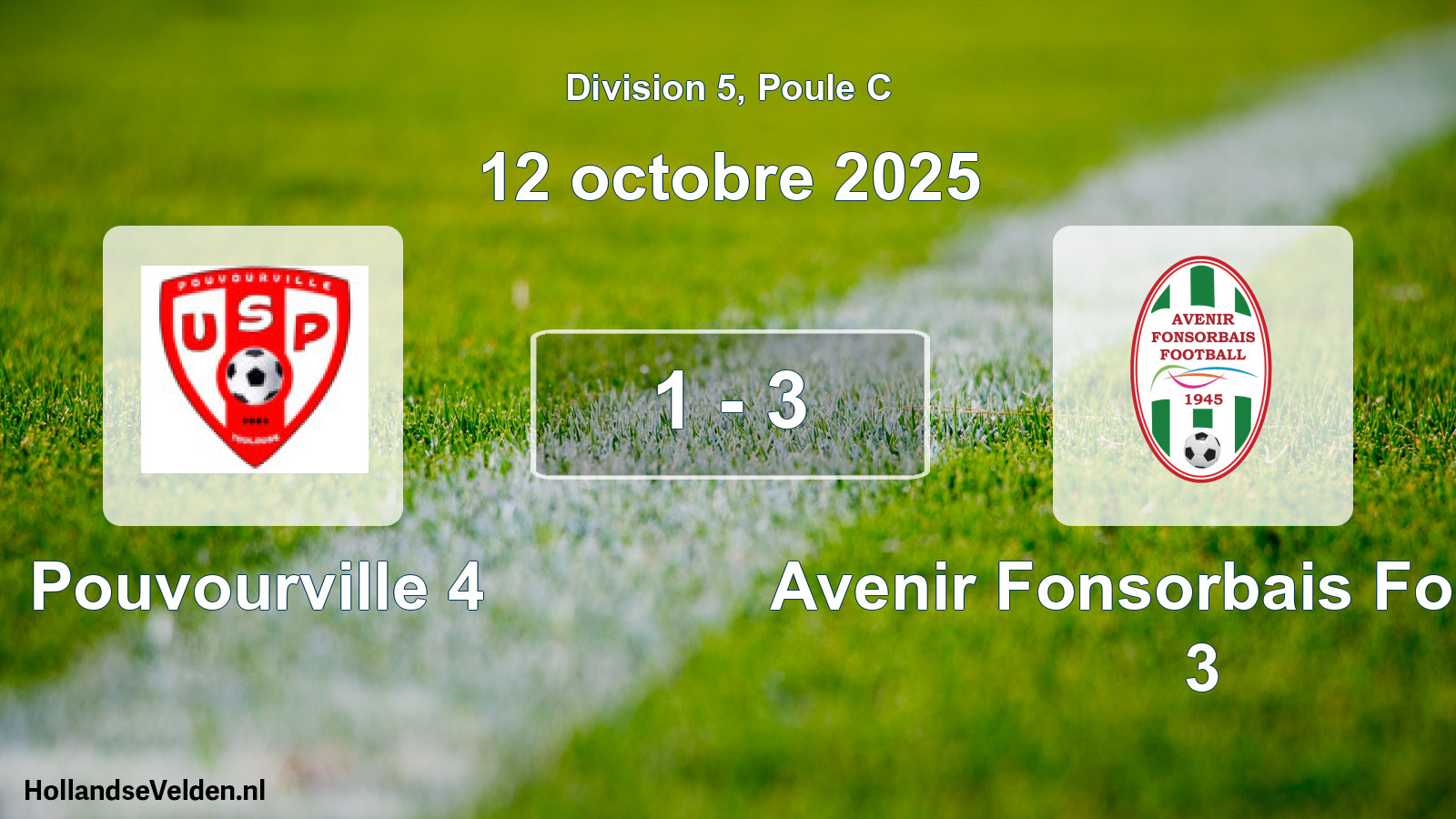 Match joué: Pouvourville 4 - Avenir Fonsorbais Football 3 1 - 3 (12 octobre 2025)