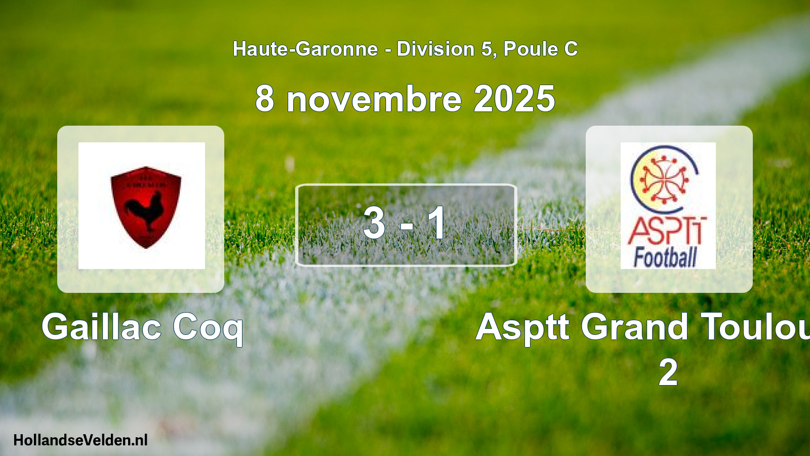 Match joué: Gaillac Coq - Asptt Grand Toulouse 2 3 - 1 (8 novembre 2025)