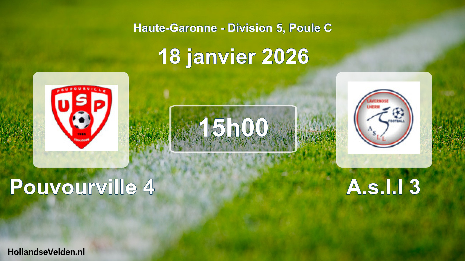 Match programmé: Pouvourville 4 - A.s.l.l 3 (18 janvier 2026)