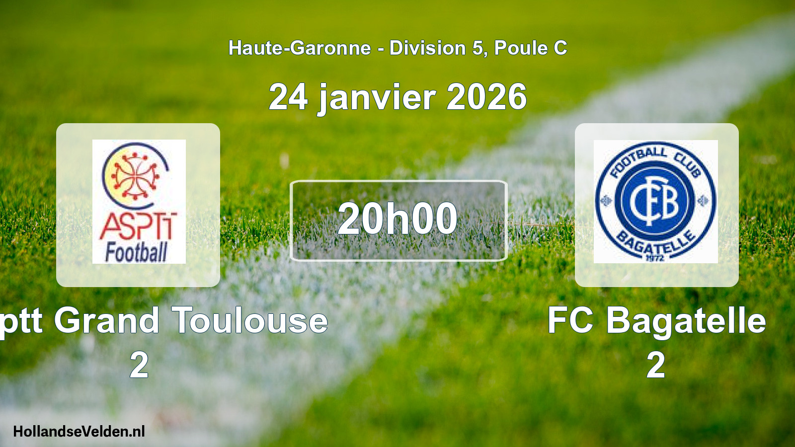 Geplande wedstrijd: Asptt Grand Toulouse 2 - FC Bagatelle 2 (24 januari 2026)