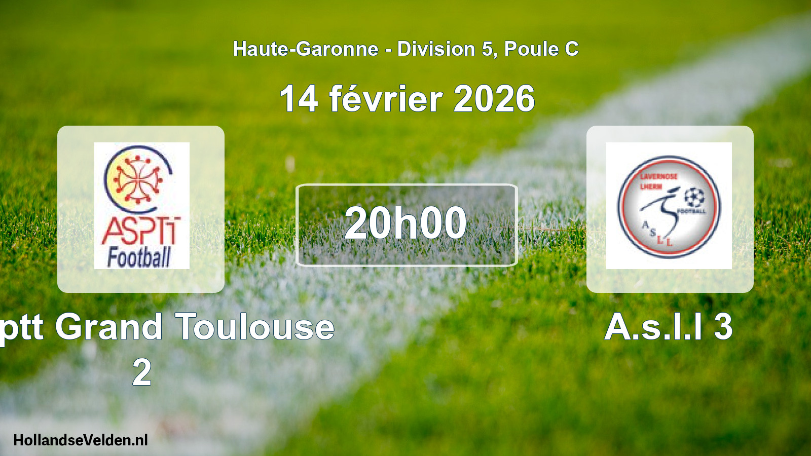 Geplande wedstrijd: Asptt Grand Toulouse 2 - A.s.l.l 3 (14 februari 2026)