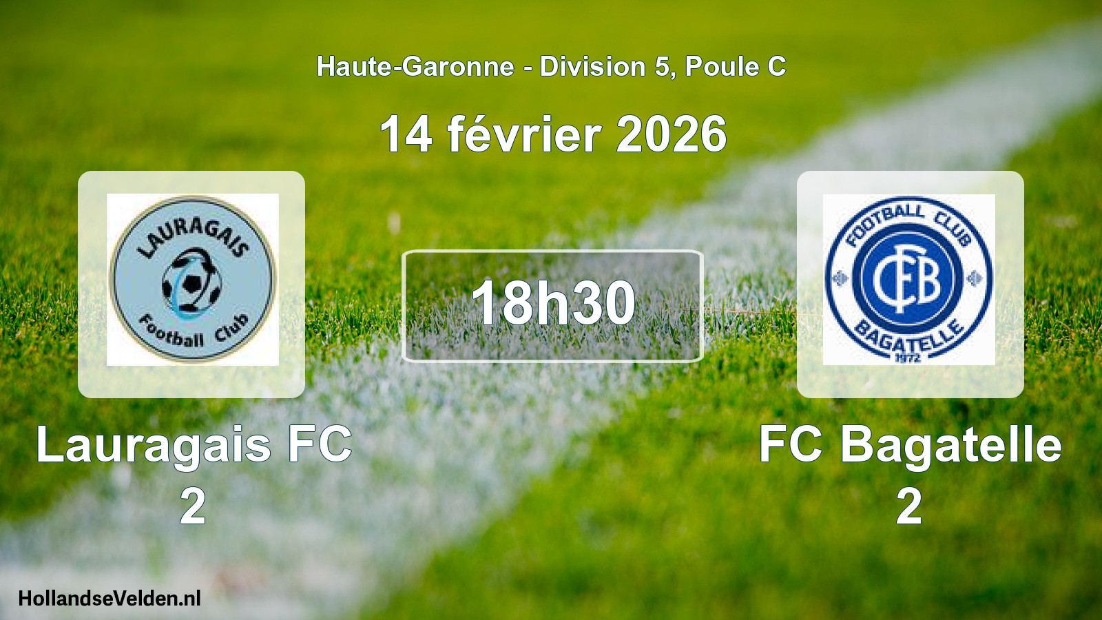 Match programmé: Lauragais FC 2 - FC Bagatelle 2 (14 février 2026)