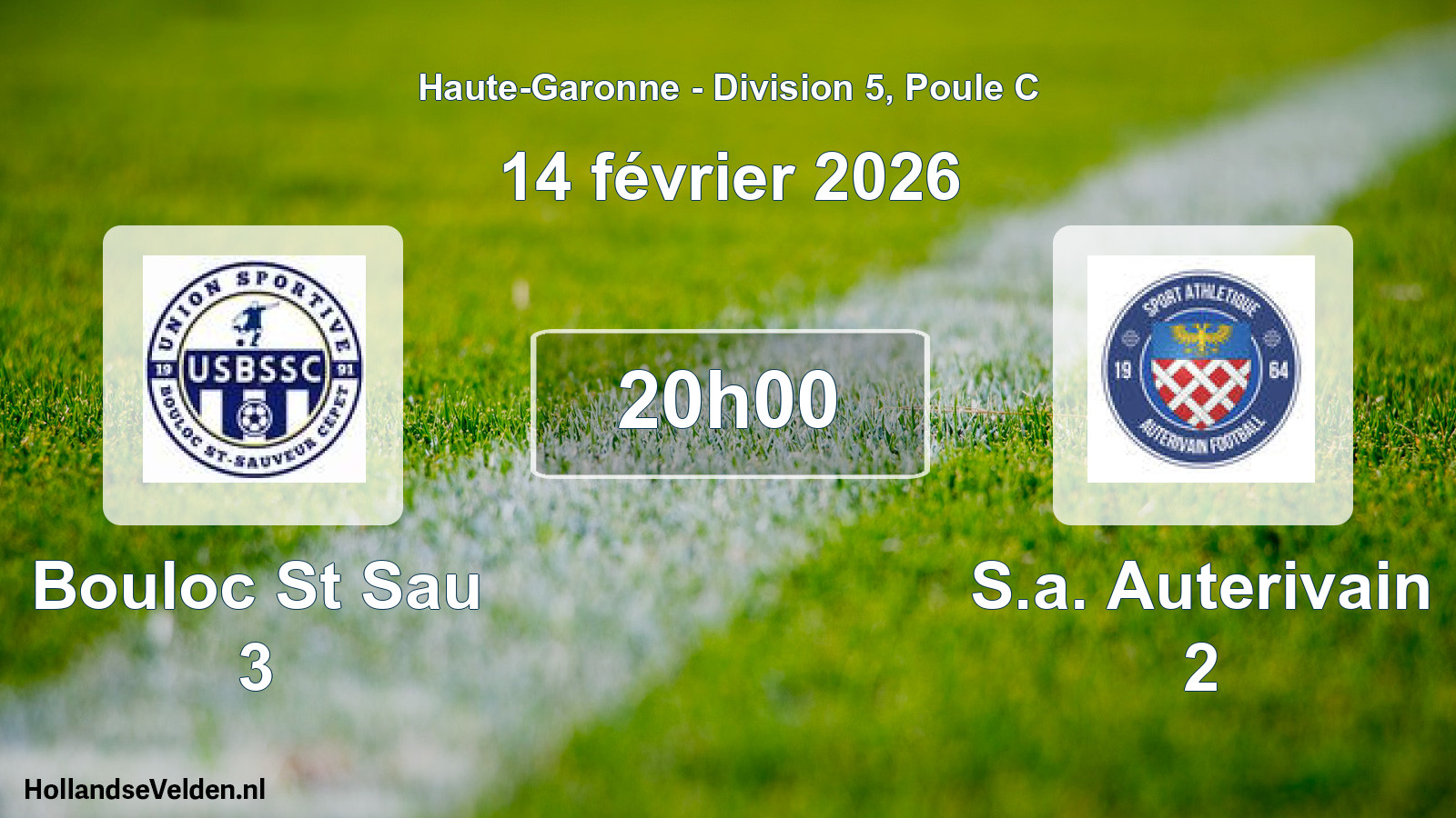 Match programmé: Bouloc St Sau 3 - S.a. Auterivain 2 (14 février 2026)