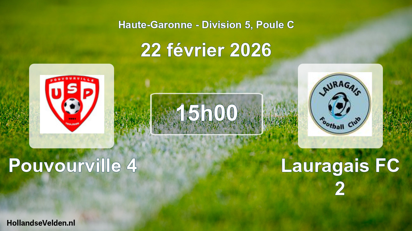 Match programmé: Pouvourville 4 - Lauragais FC 2 (22 février 2026)