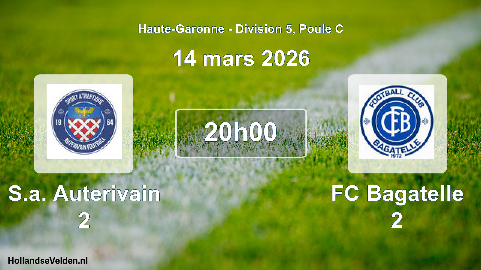 Match programmé: S.a. Auterivain 2 - FC Bagatelle 2 (14 mars 2026)