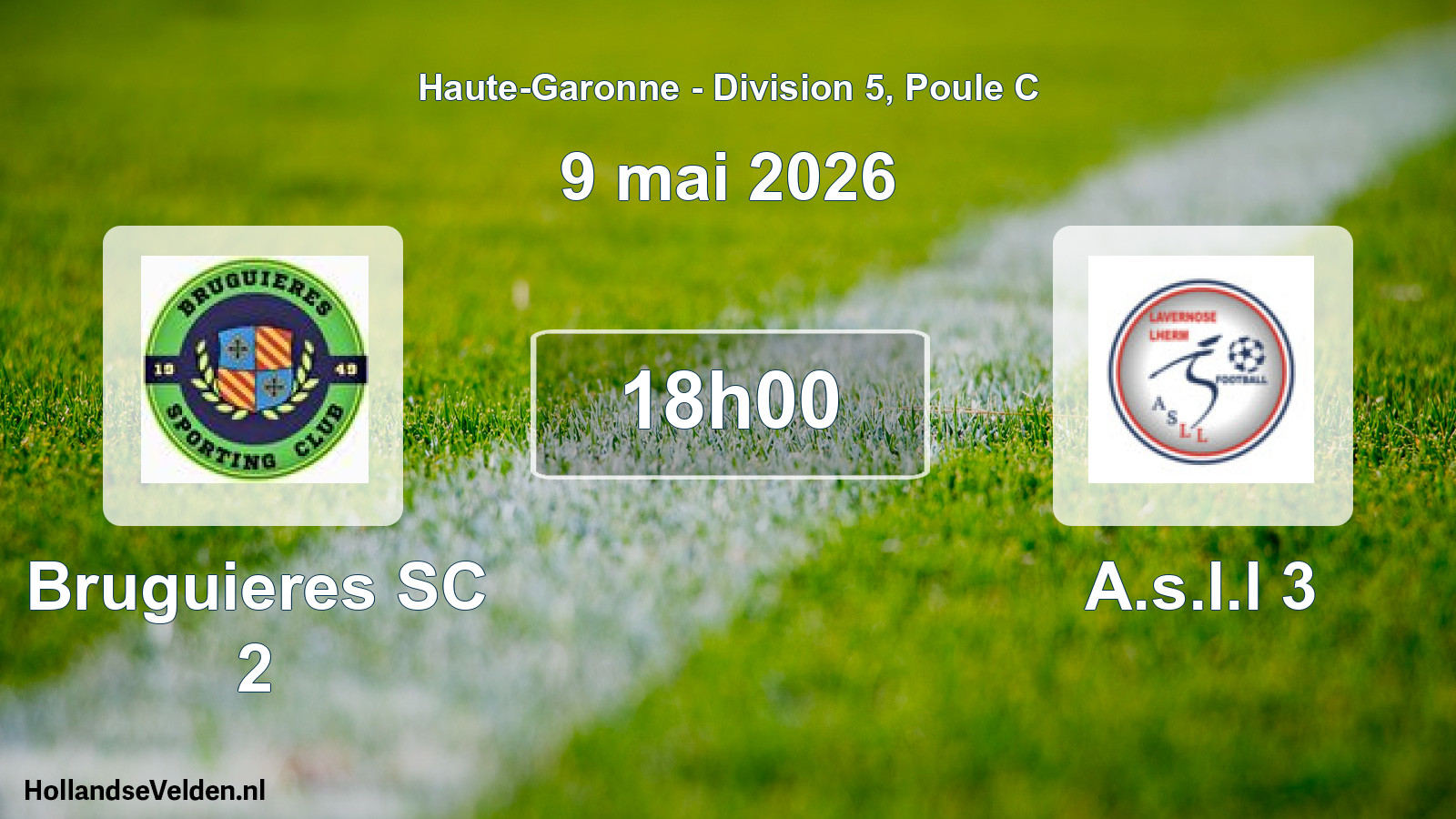 Match programmé: Bruguieres SC 2 - A.s.l.l 3 (9 mai 2026)
