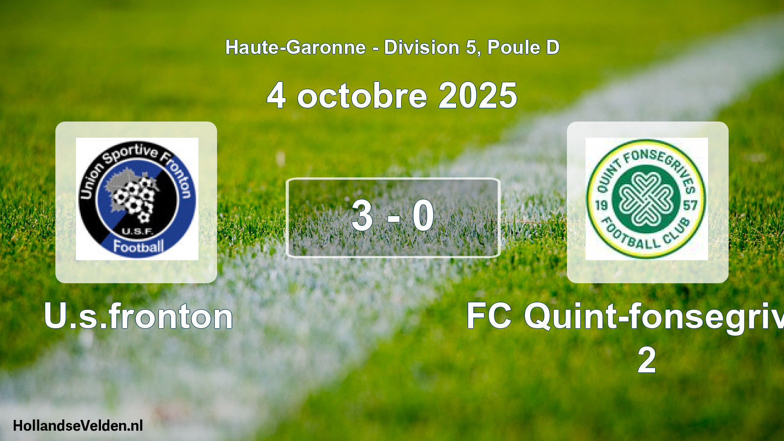 Match joué: U.s.fronton - FC Quint-fonsegrives 2 3 - 0 (4 octobre 2025)