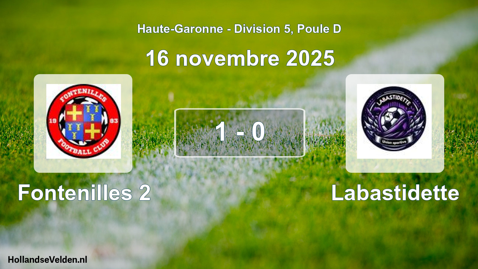 Match joué: Fontenilles 2 - Labastidette 1 - 0 (16 novembre 2025)