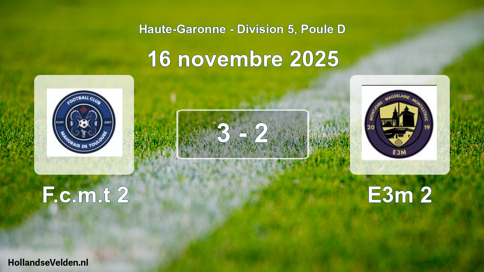 Match joué: F.c.m.t 2 - E3m 2 3 - 2 (16 novembre 2025)