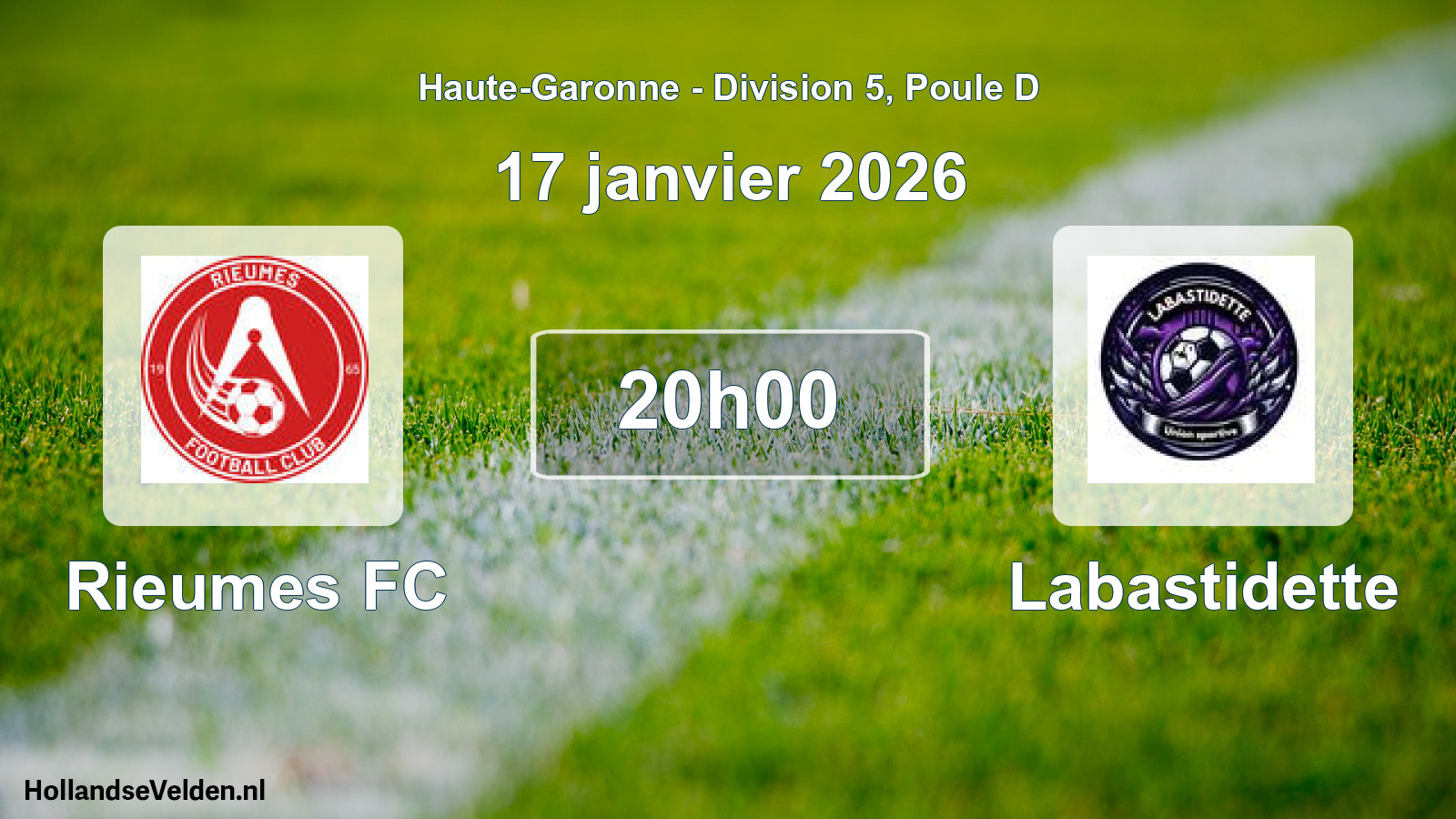 Match programmé: Rieumes FC - Labastidette (17 janvier 2026)