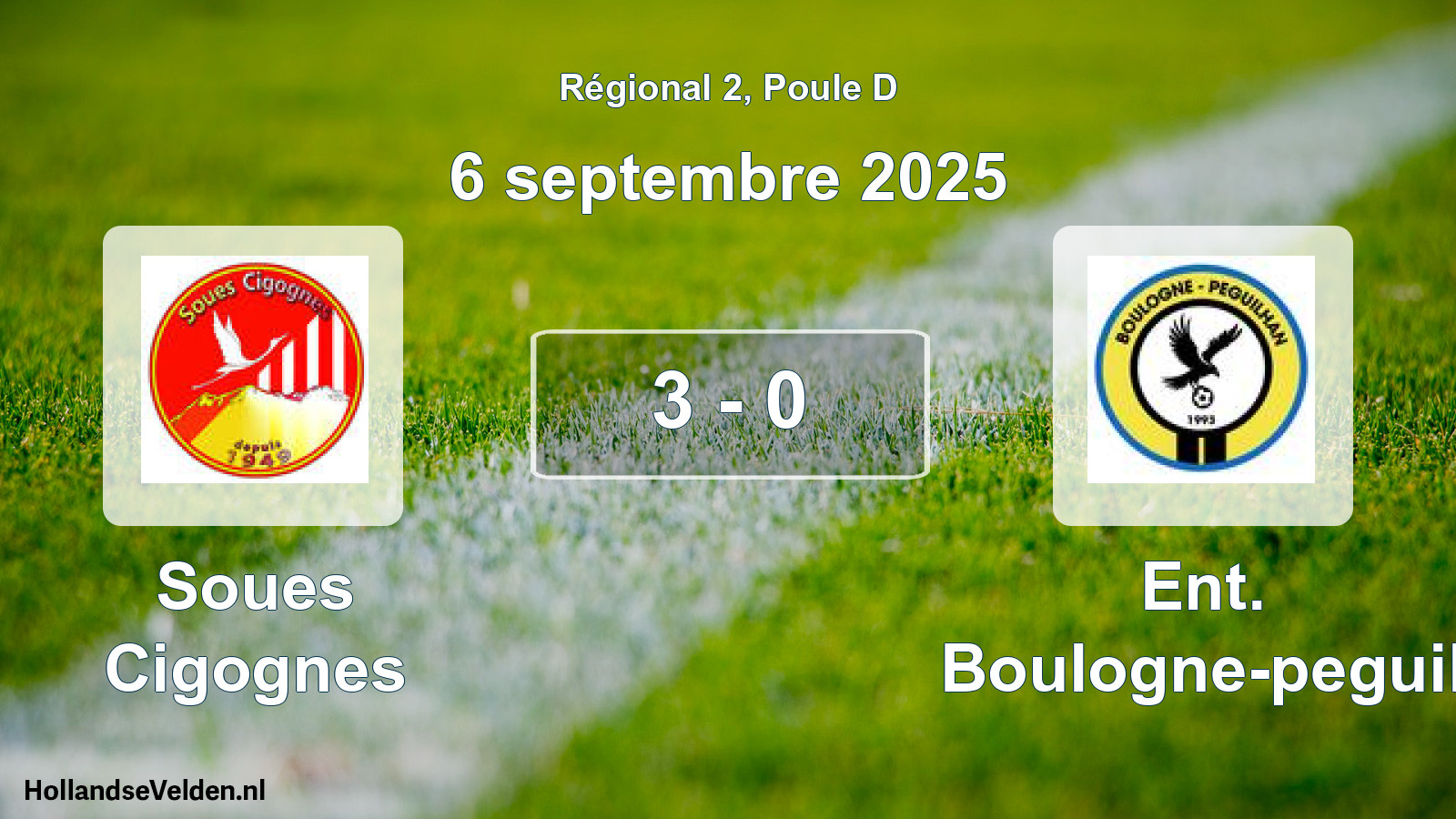 Gespeelde wedstrijd: Soues Cigognes - Ent. Boulogne-peguil 3 - 0 (6 september 2025)