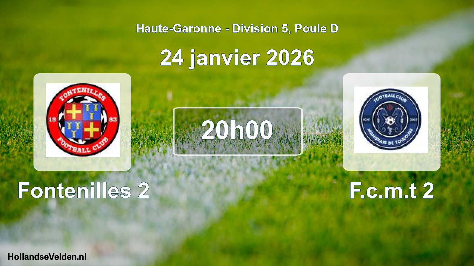 Match programmé: Fontenilles 2 - F.c.m.t 2 (24 janvier 2026)