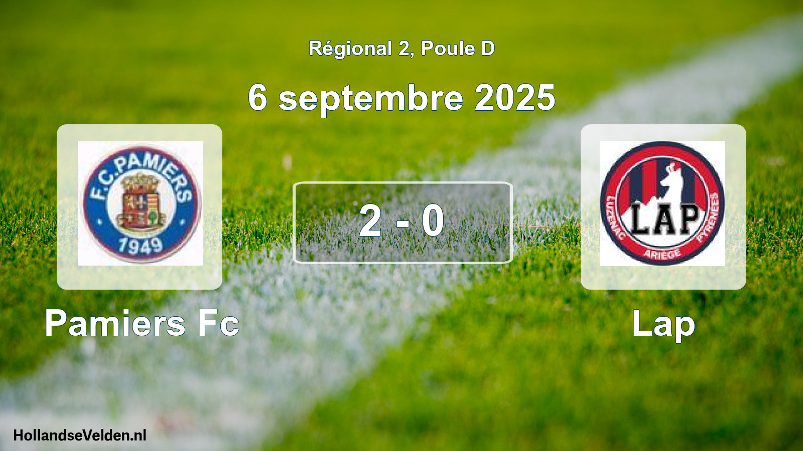 Gespeelde wedstrijd: Pamiers Fc - Lap 2 - 0 (6 september 2025)