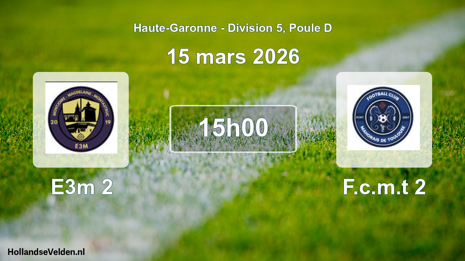 Match programmé: E3m 2 - F.c.m.t 2 (15 mars 2026)