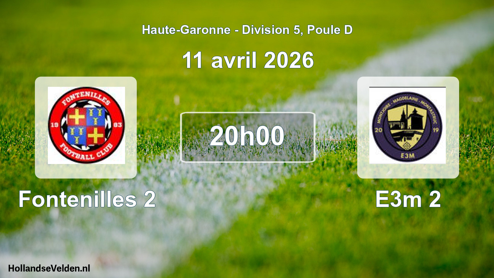 Match programmé: Fontenilles 2 - E3m 2 (11 avril 2026)