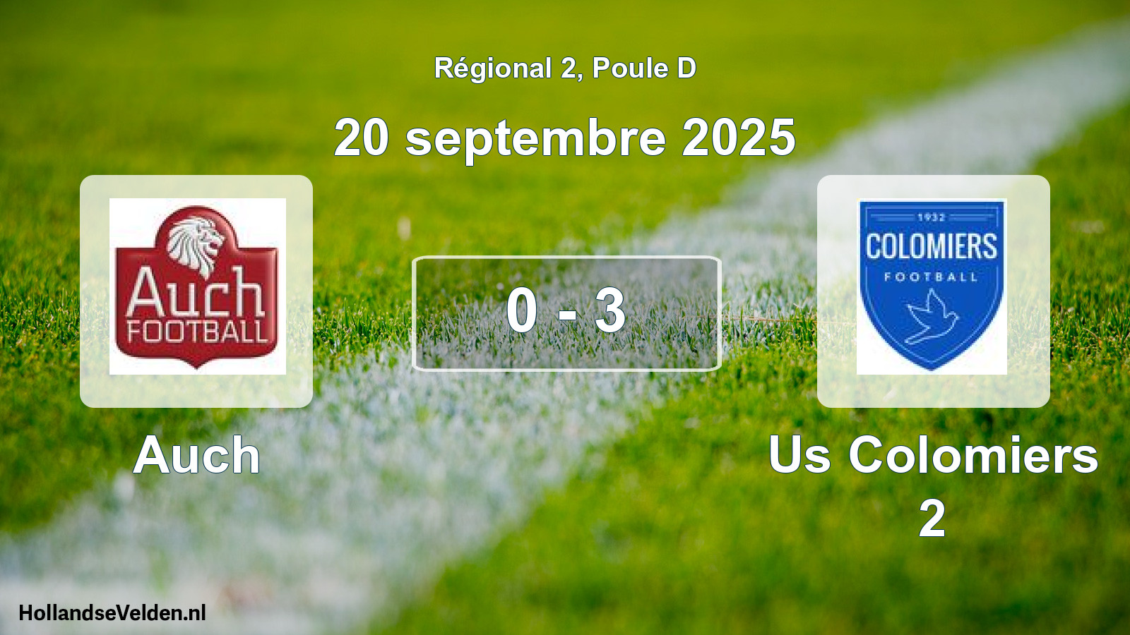 Gespeelde wedstrijd: Auch - Us Colomiers 2 0 - 3 (20 septembre 2025)