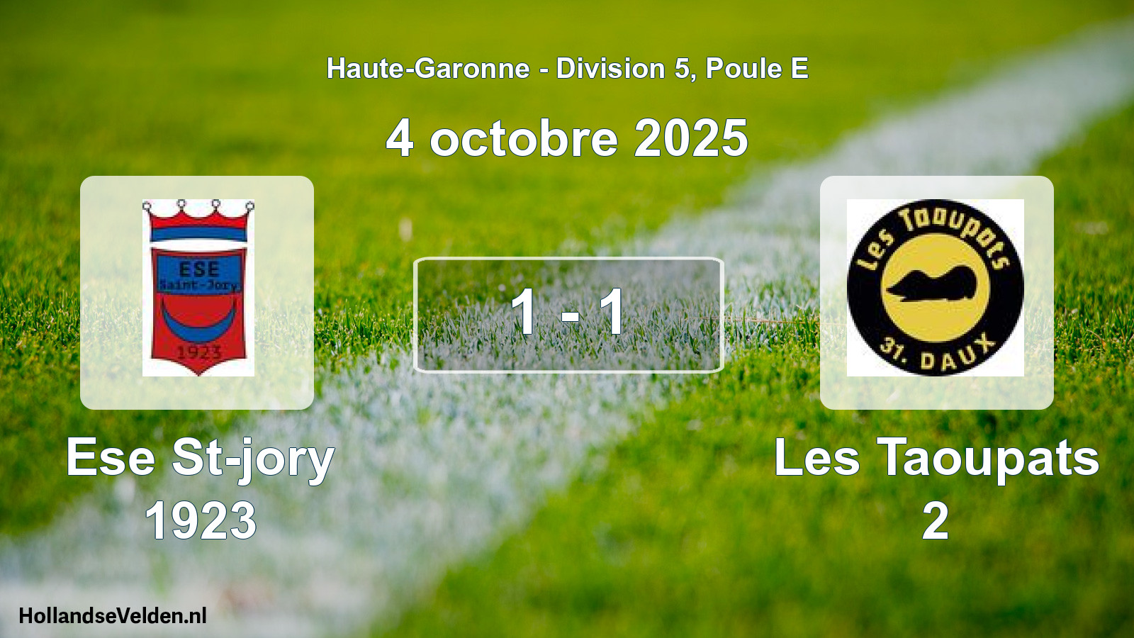 Match joué: Ese St-jory 1923 - Les Taoupats 2 1 - 1 (4 octobre 2025)