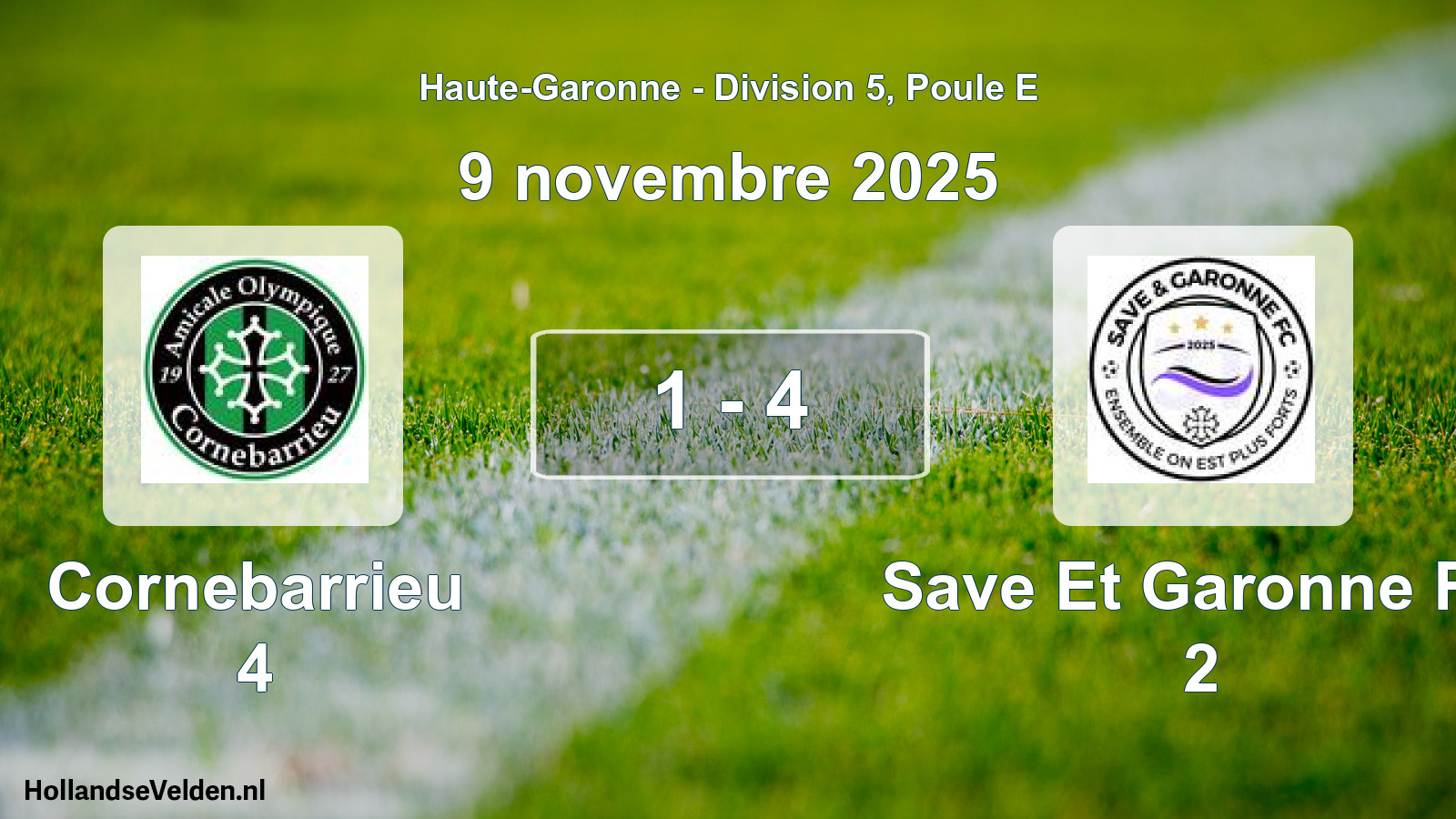 Match joué: Cornebarrieu 4 - Save Et Garonne FC 2 1 - 4 (9 novembre 2025)