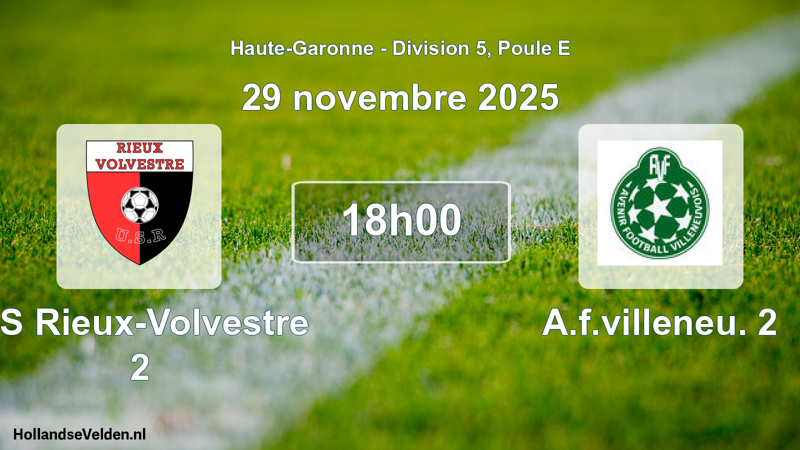 Match programmé: US Rieux-Volvestre 2 - A.f.villeneu. 2 (29 novembre 2025)
