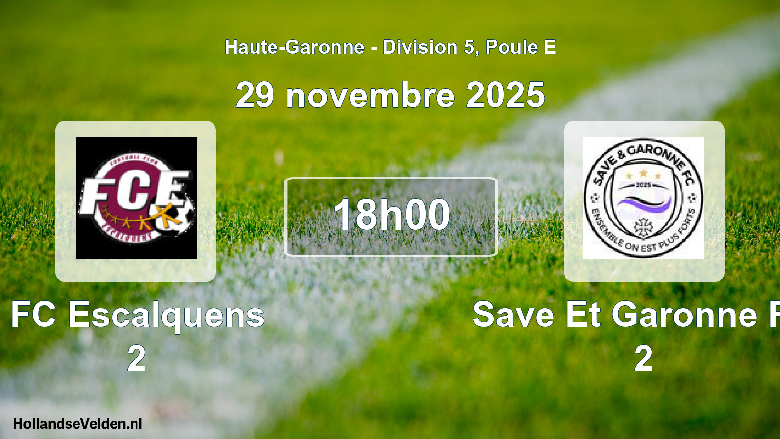 Match programmé: FC Escalquens 2 - Save Et Garonne FC 2 (29 novembre 2025)
