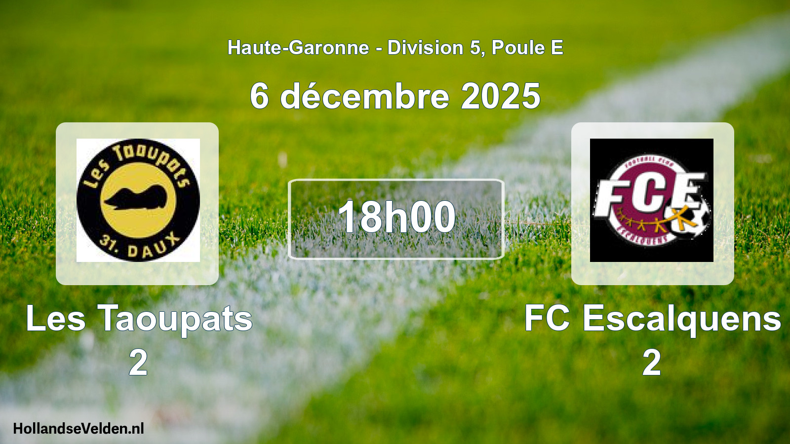 Geplande wedstrijd: Les Taoupats 2 - FC Escalquens 2 (6 december 2025)