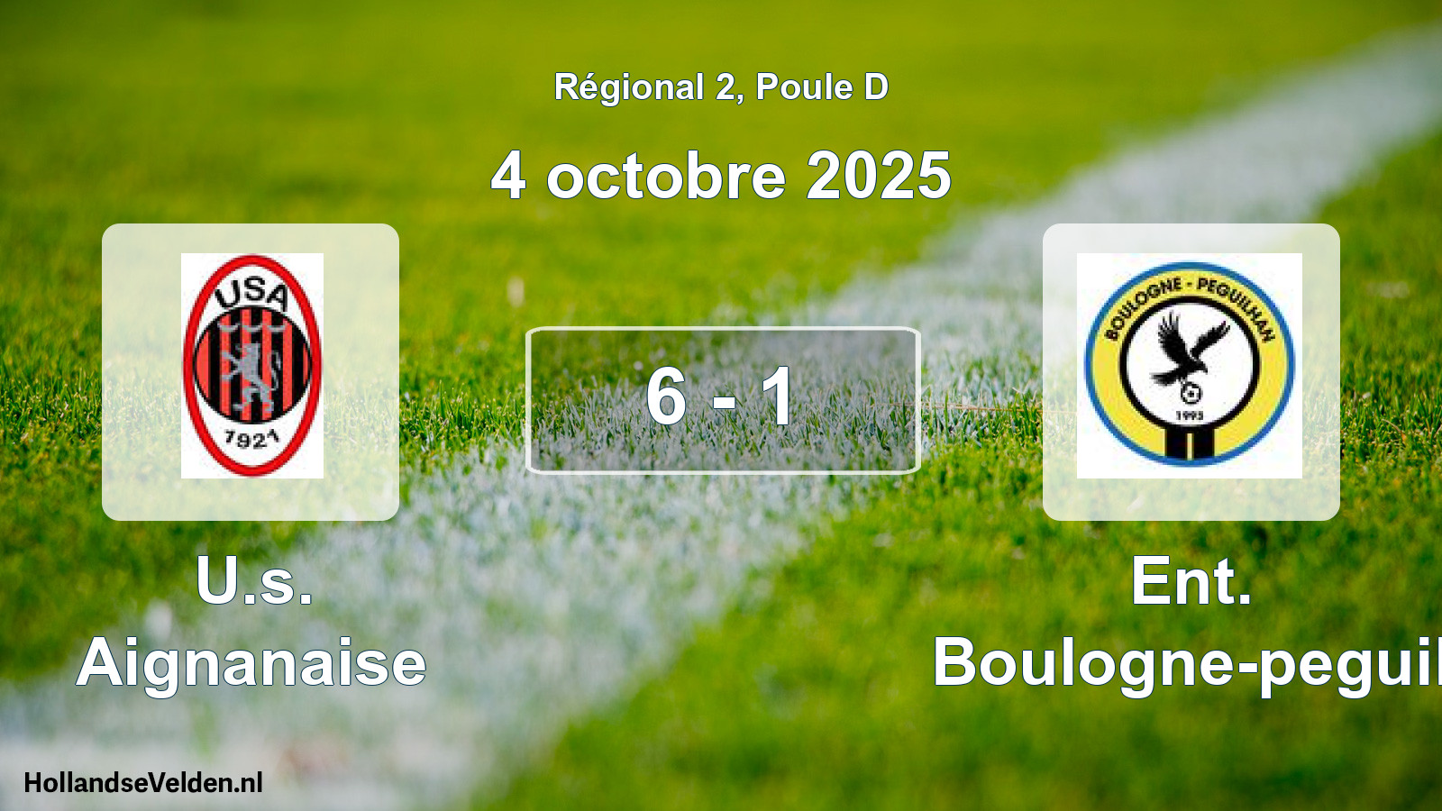 Gespeelde wedstrijd: U.s. Aignanaise - Ent. Boulogne-peguil 6 - 1 (4 octobre 2025)