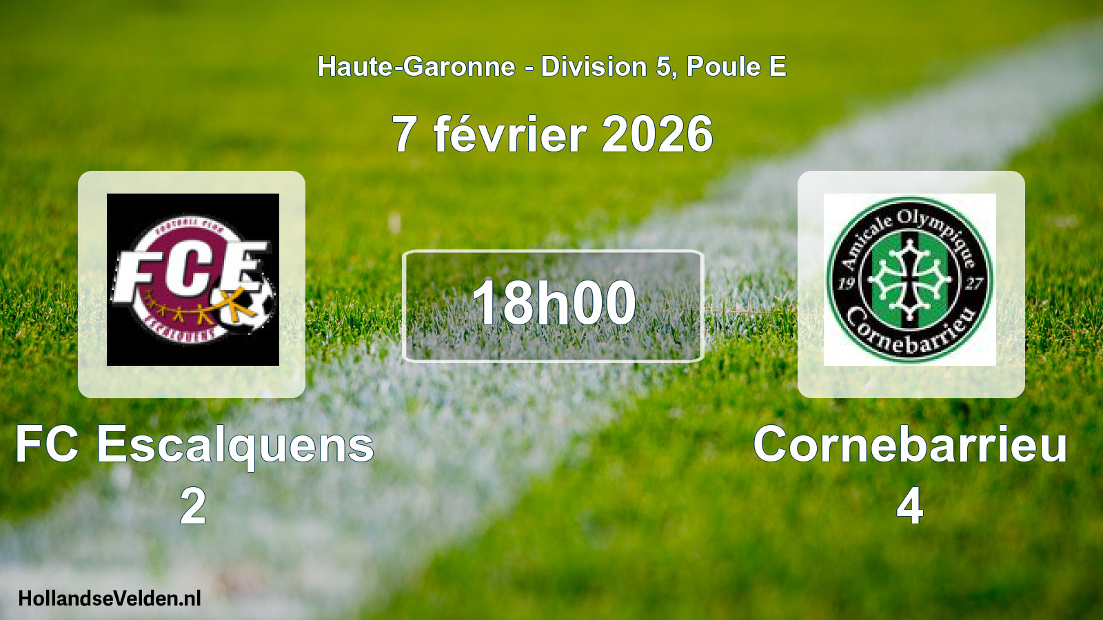 Geplande wedstrijd: FC Escalquens 2 - Cornebarrieu 4 (7 februari 2026)