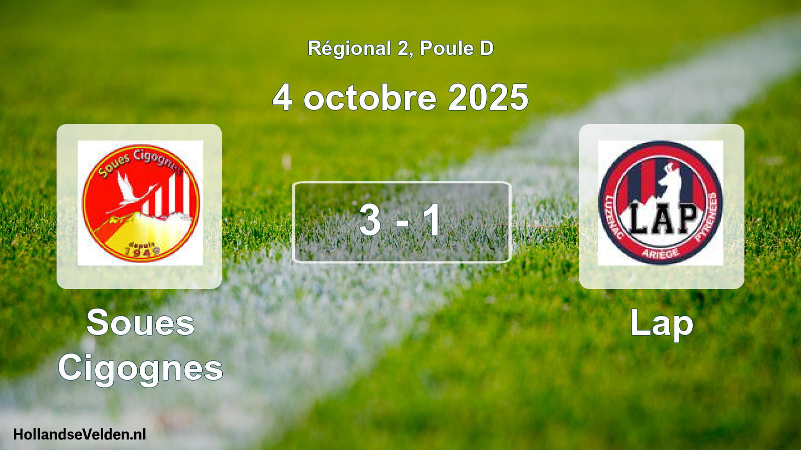 Gespeelde wedstrijd: Soues Cigognes - Lap 3 - 1 (4 octobre 2025)
