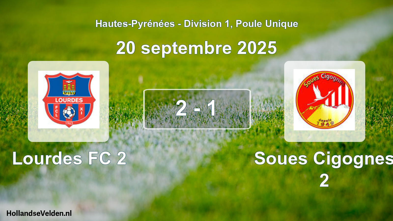 Total number of matches played: Lourdes FC 2 - Soues Cigognes 2 2 - 1 (20 September 2025)