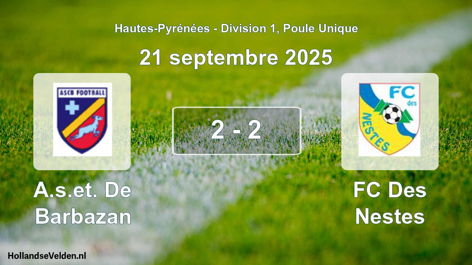 Match joué: A.s.et. De Barbazan - FC Des Nestes 2 - 2 (21 septembre 2025)