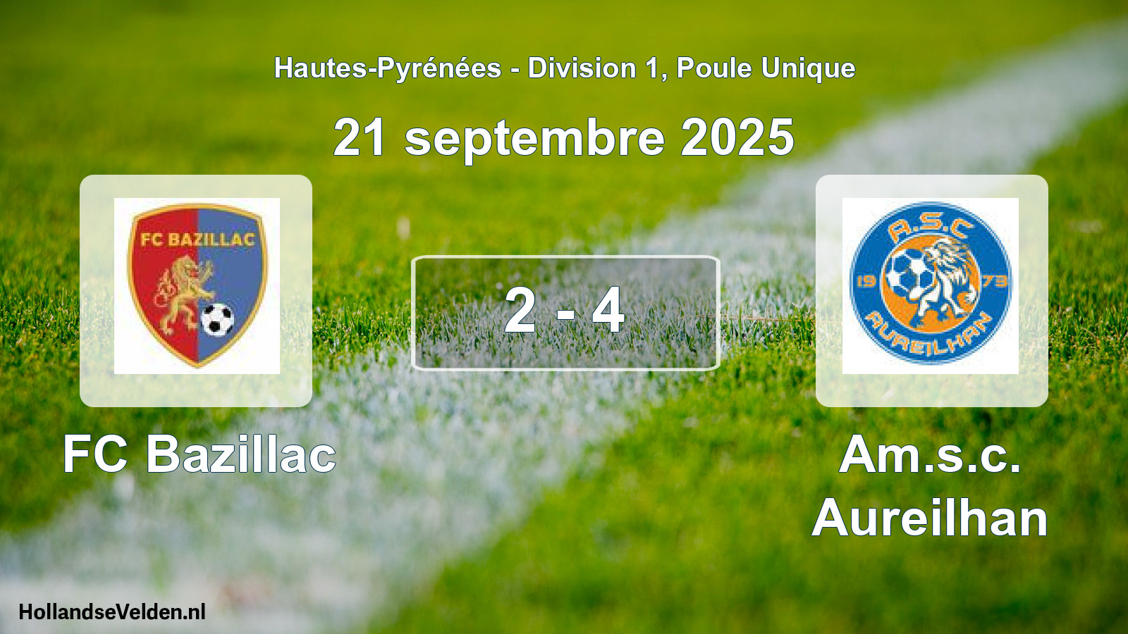 Total number of matches played: FC Bazillac - Am.s.c. Aureilhan 2 - 4 (21 September 2025)
