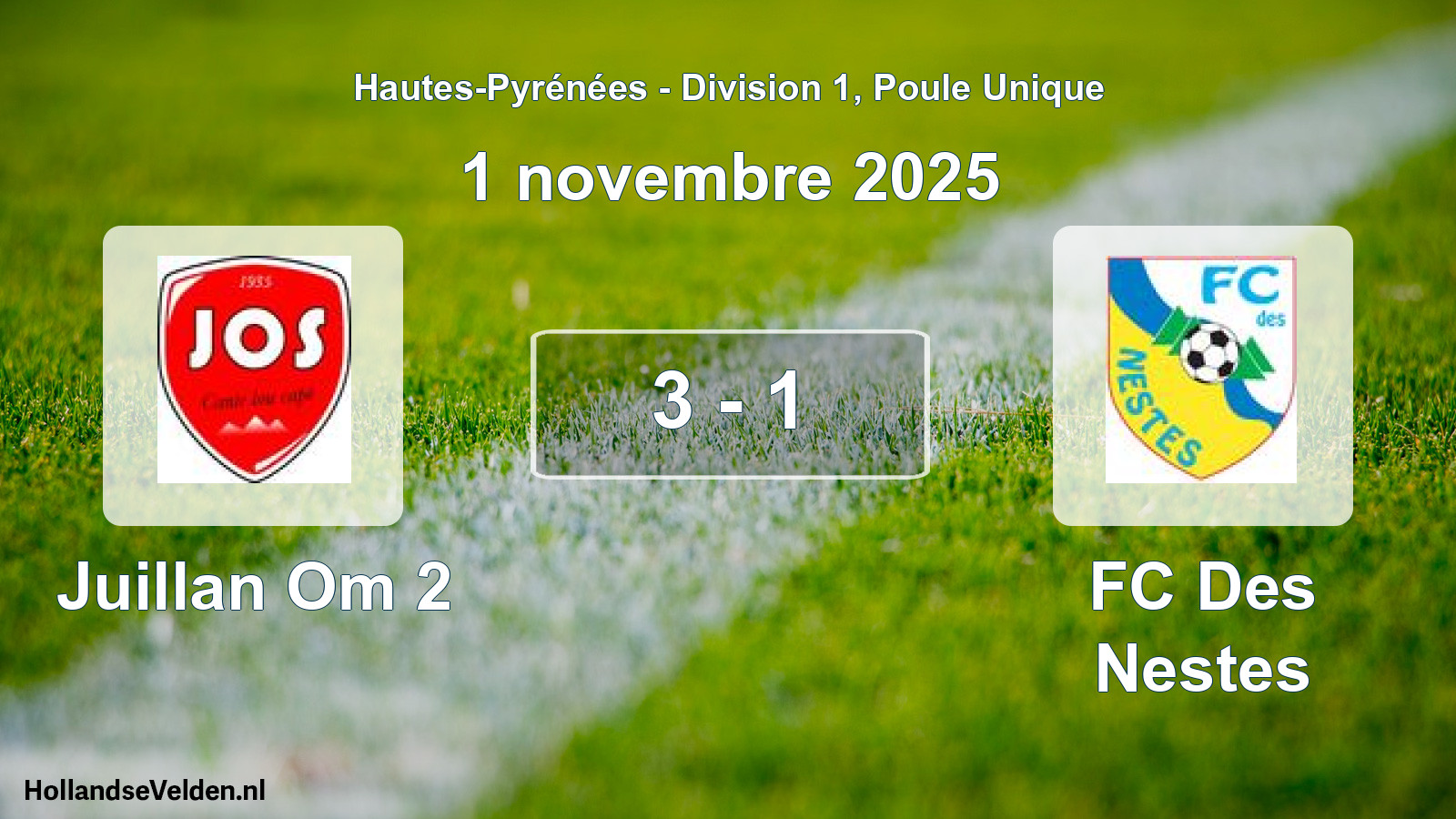 Match joué: Juillan Om 2 - FC Des Nestes 3 - 1 (1 novembre 2025)