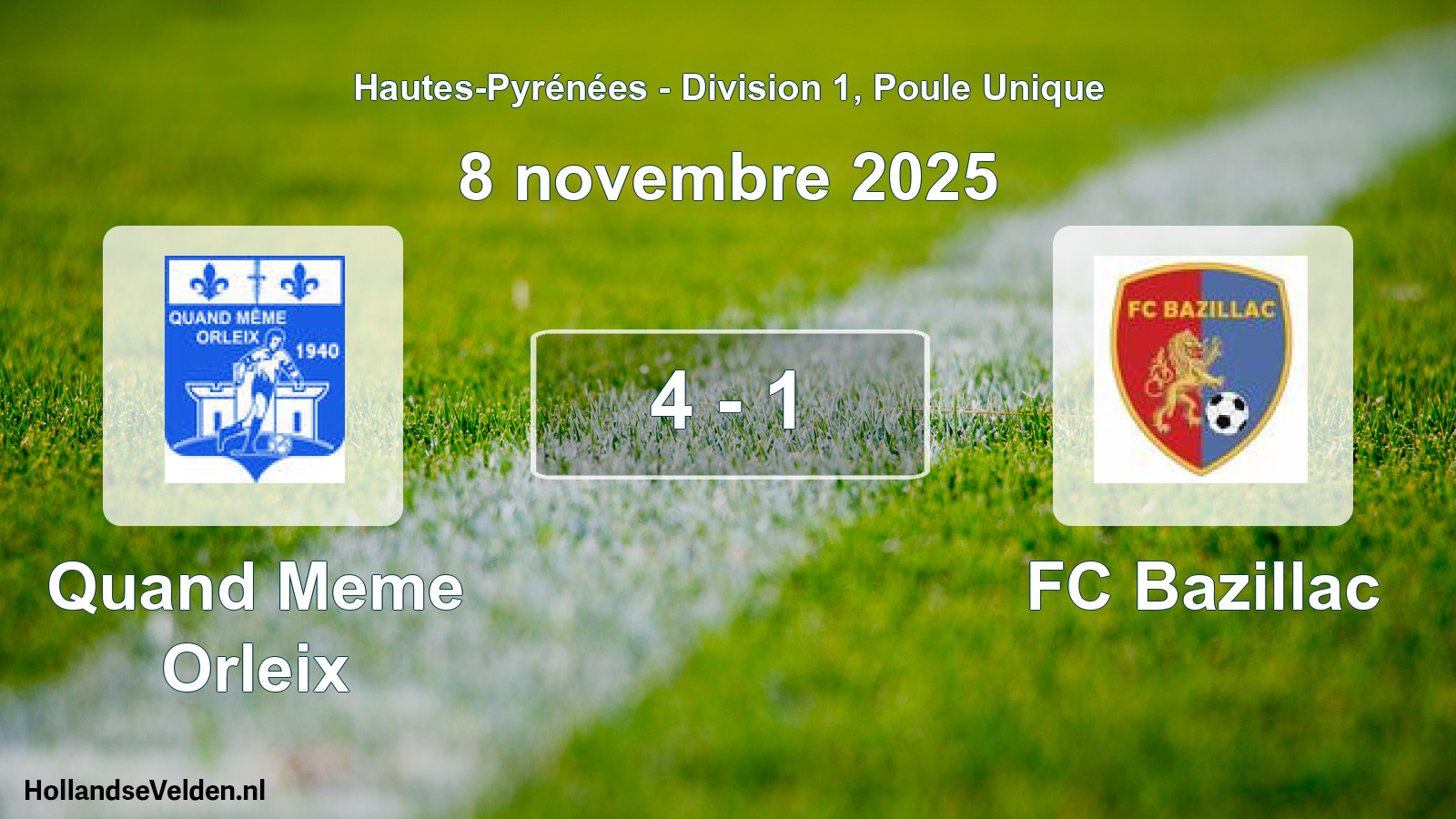 Total number of matches played: Quand Meme Orleix - FC Bazillac 4 - 1 (8 November 2025)