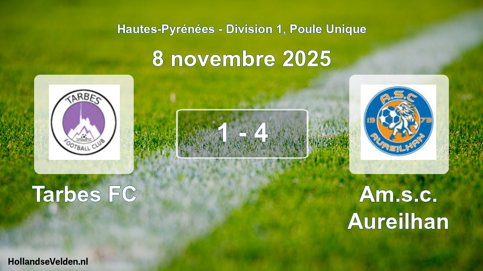 Total number of matches played: Tarbes FC - Am.s.c. Aureilhan 1 - 4 (8 November 2025)